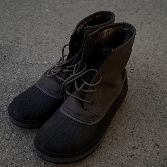 Blue by Exchange Shoes - Blue by Exchange Mens Duck Boots Grey Black Lace Up Plaid Lined Size 11